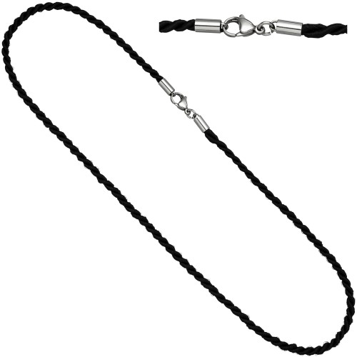 Halskette Kette Nylonkordel schwarz 45 cm - 1