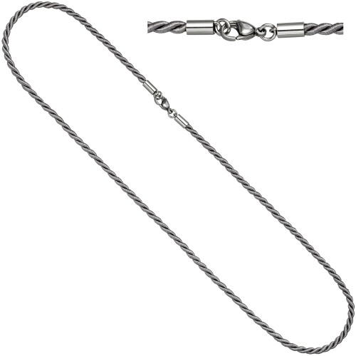 Halskette Kette Nylonkordel grau 50 cm - 1
