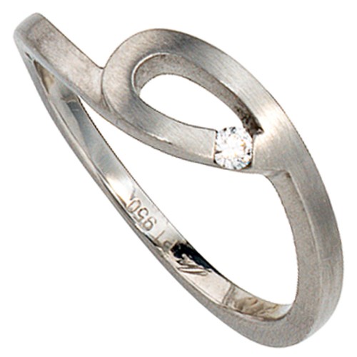 Damen Ring 950 Platin matt 1 Diamant - 1