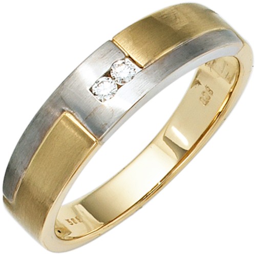 Herren Ring 585 Gold Gelbgold Weißgold - 1