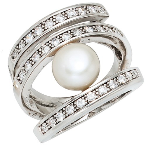 Damen Ring breit 925 Silber rhodiniert - 1