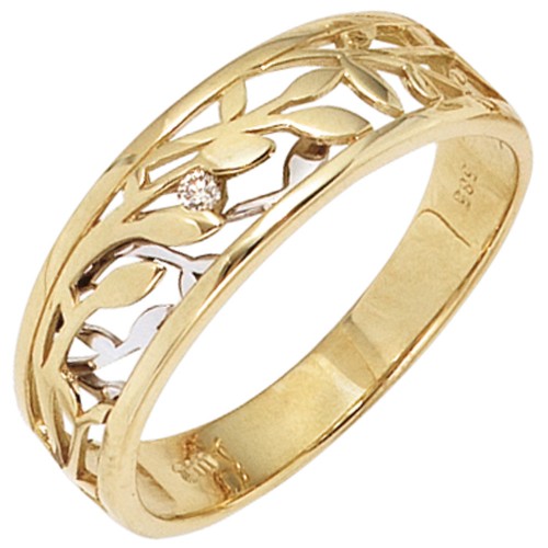 Damen Ring 585 Gold Gelbgold Weißgold - 1