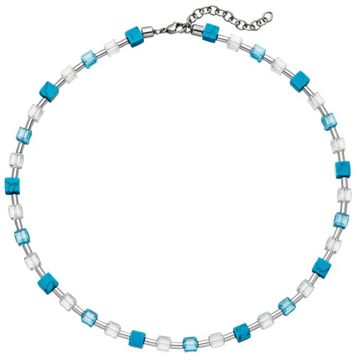 Halskette mit Kristallsteinen Türkis-Würfeln - 1