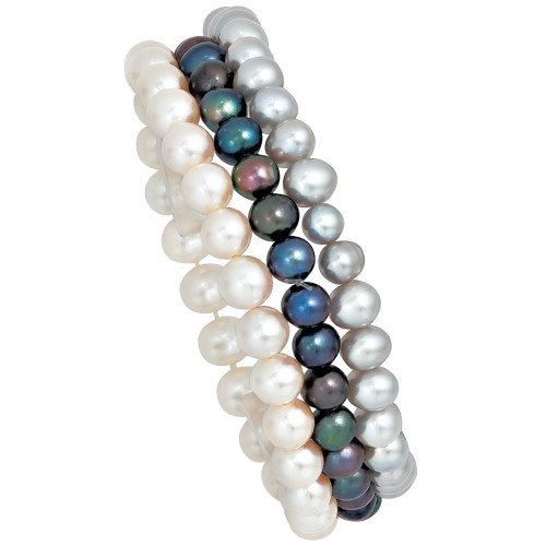 Perlenarmbänder 3er Set Süßwasser Perlen - 1